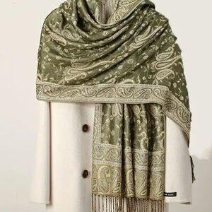 Olive Green pashmina Scarves for Women NEW, Warm winter shawl wrap
